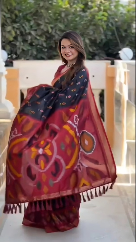 Midnight Ikat Majesty Saree