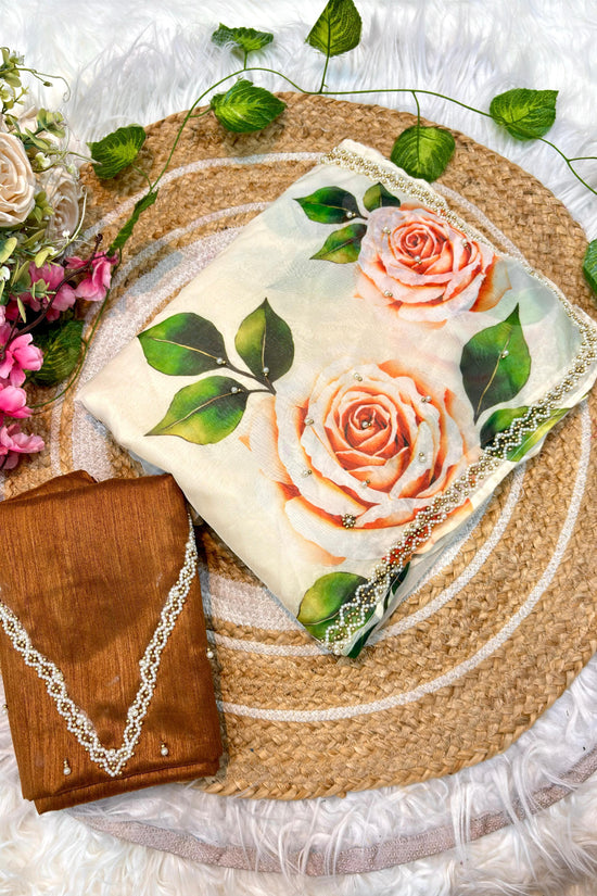 Blush Garden Hand-Painted Organza
