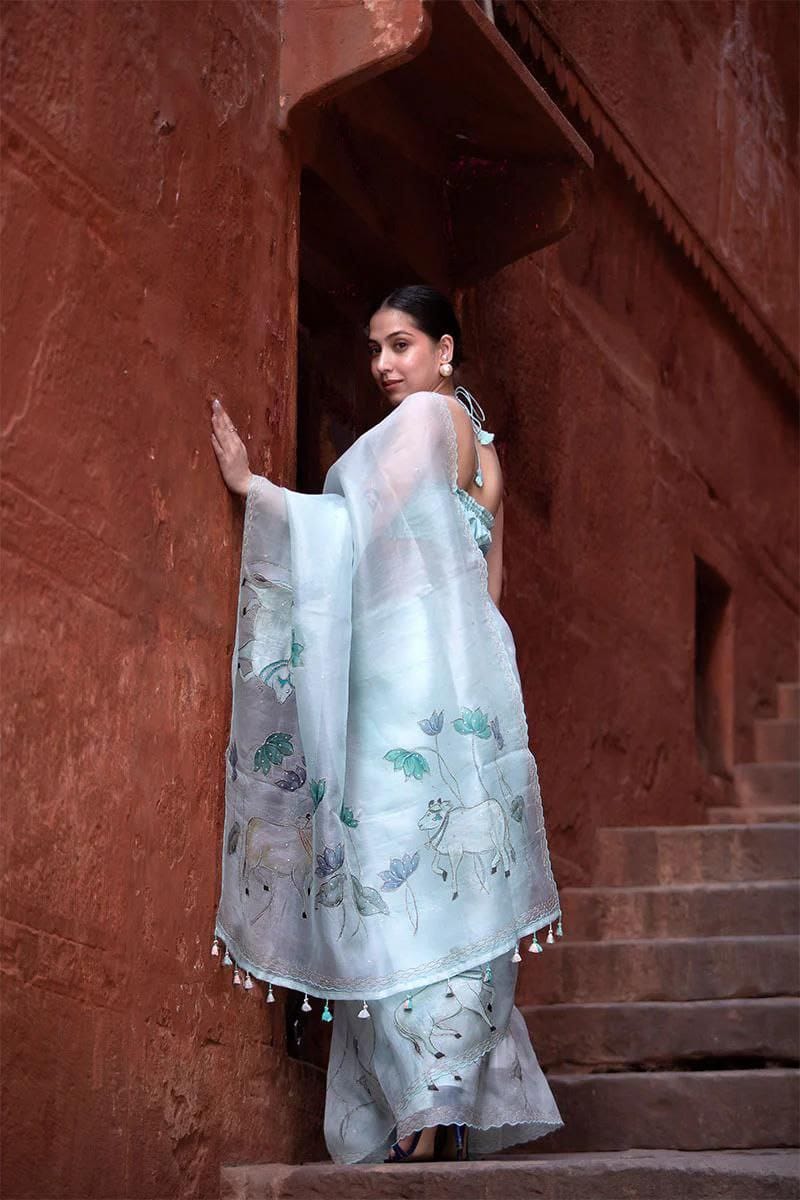 Ethereal Lotus Breeze Saree