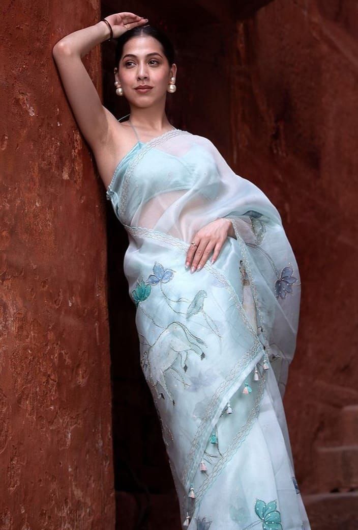 Ethereal Lotus Breeze Saree