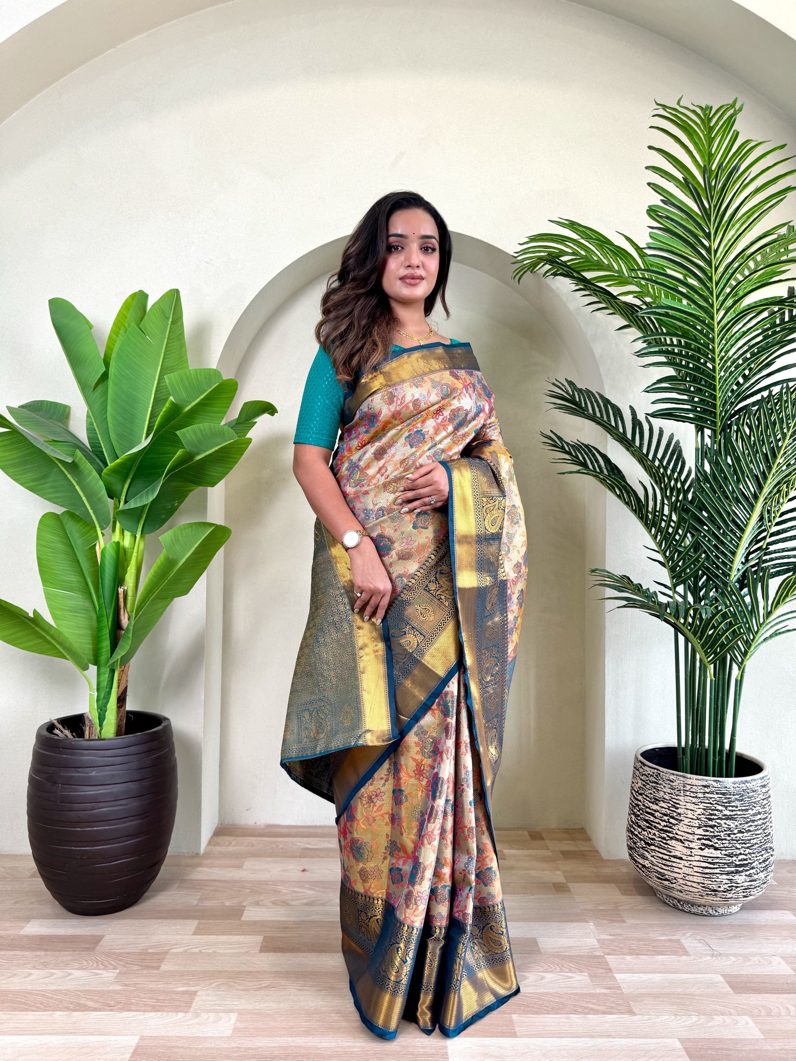 Kanchipuram Vibrant Blossom Elegance