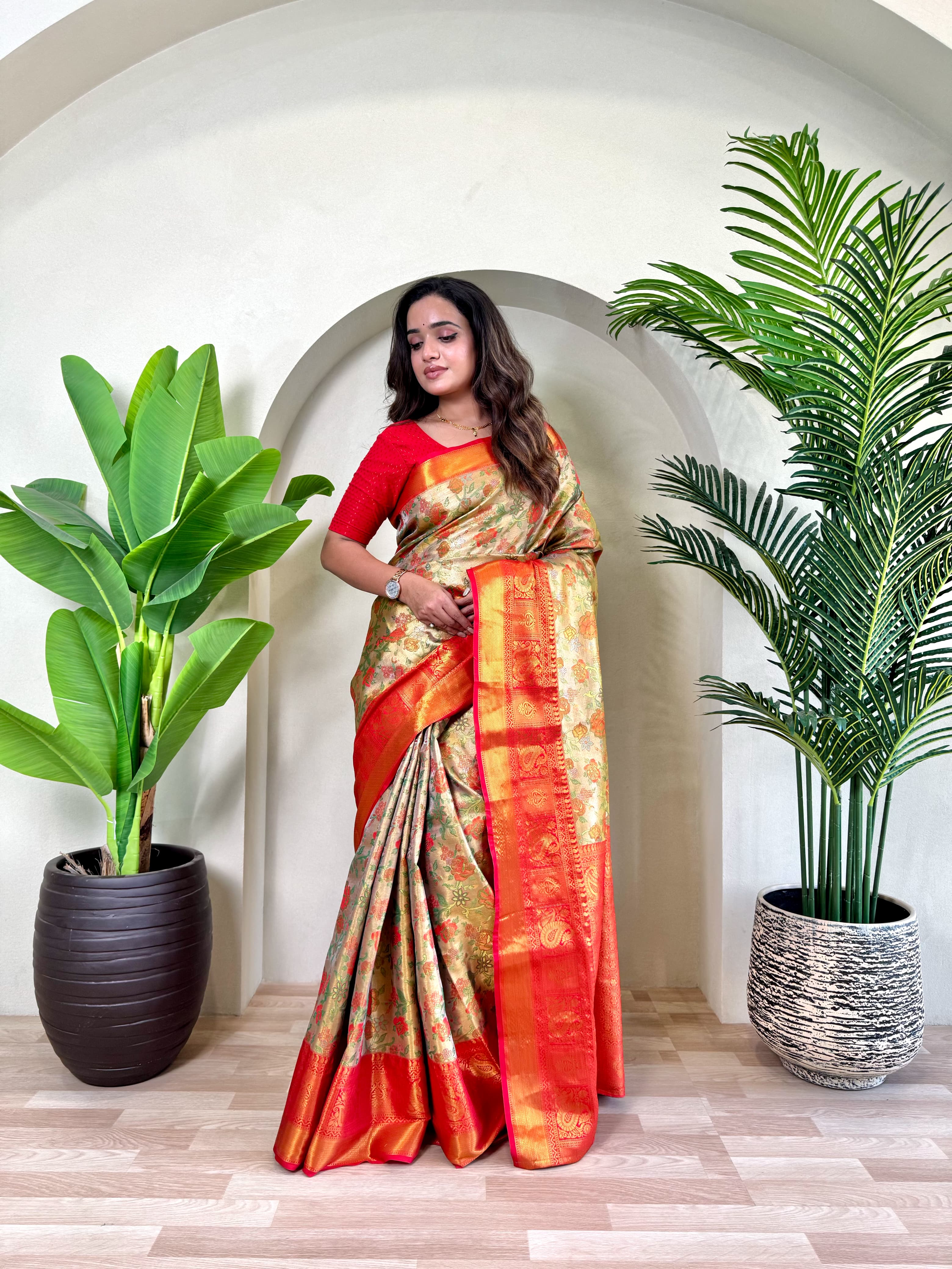Kanchipuram Vibrant Blossom Elegance