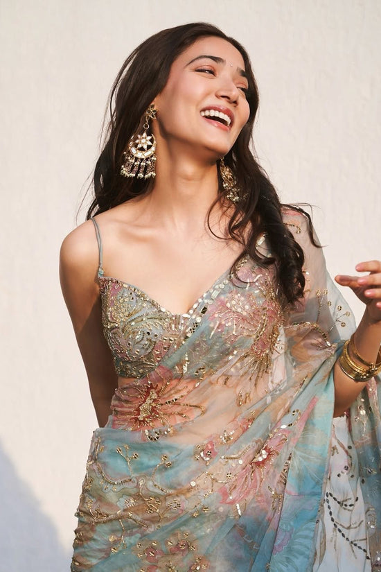 Digital Printed Tebby Silk Saree