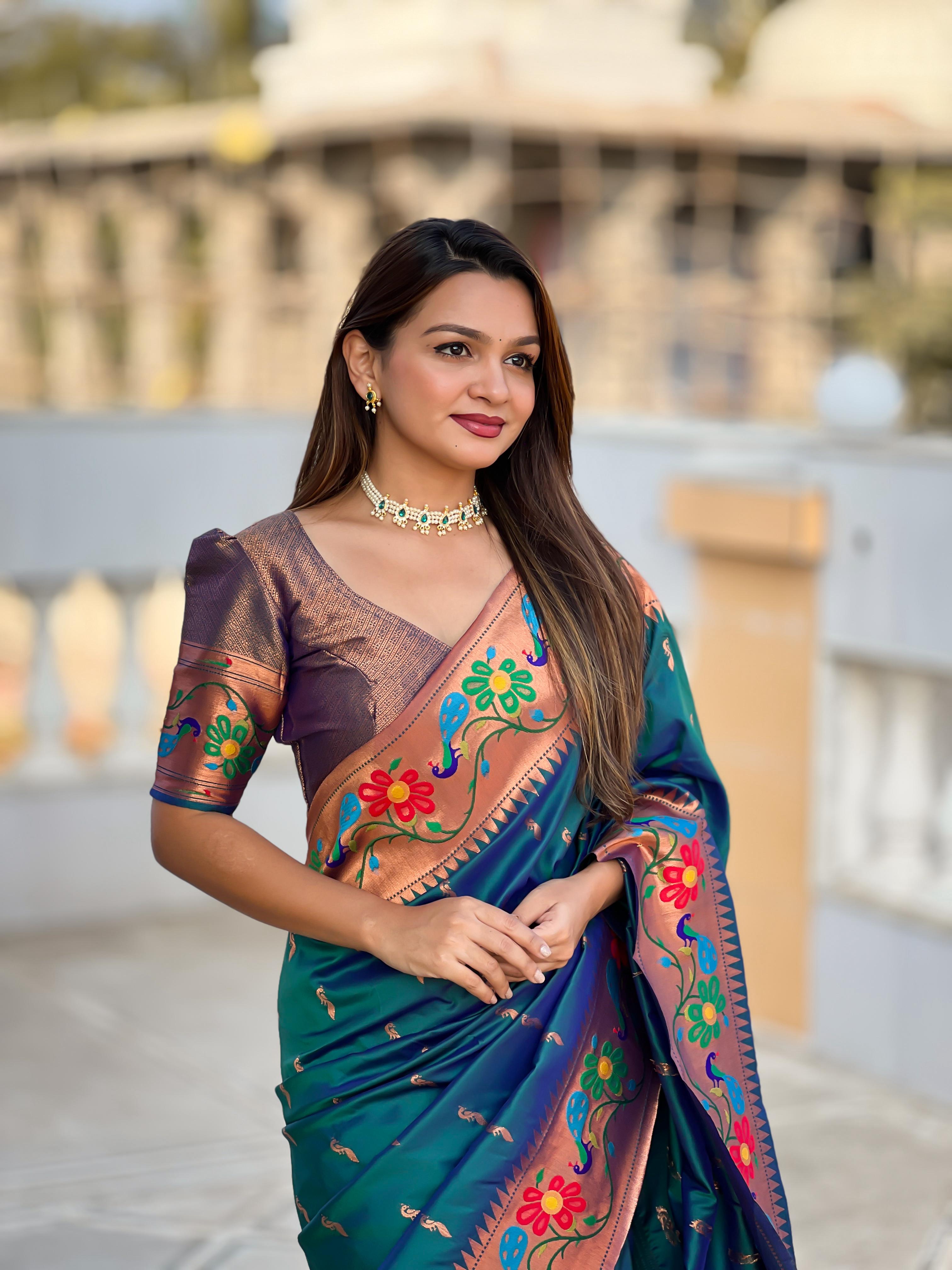 Majestic Floral Symphony Silk Saree