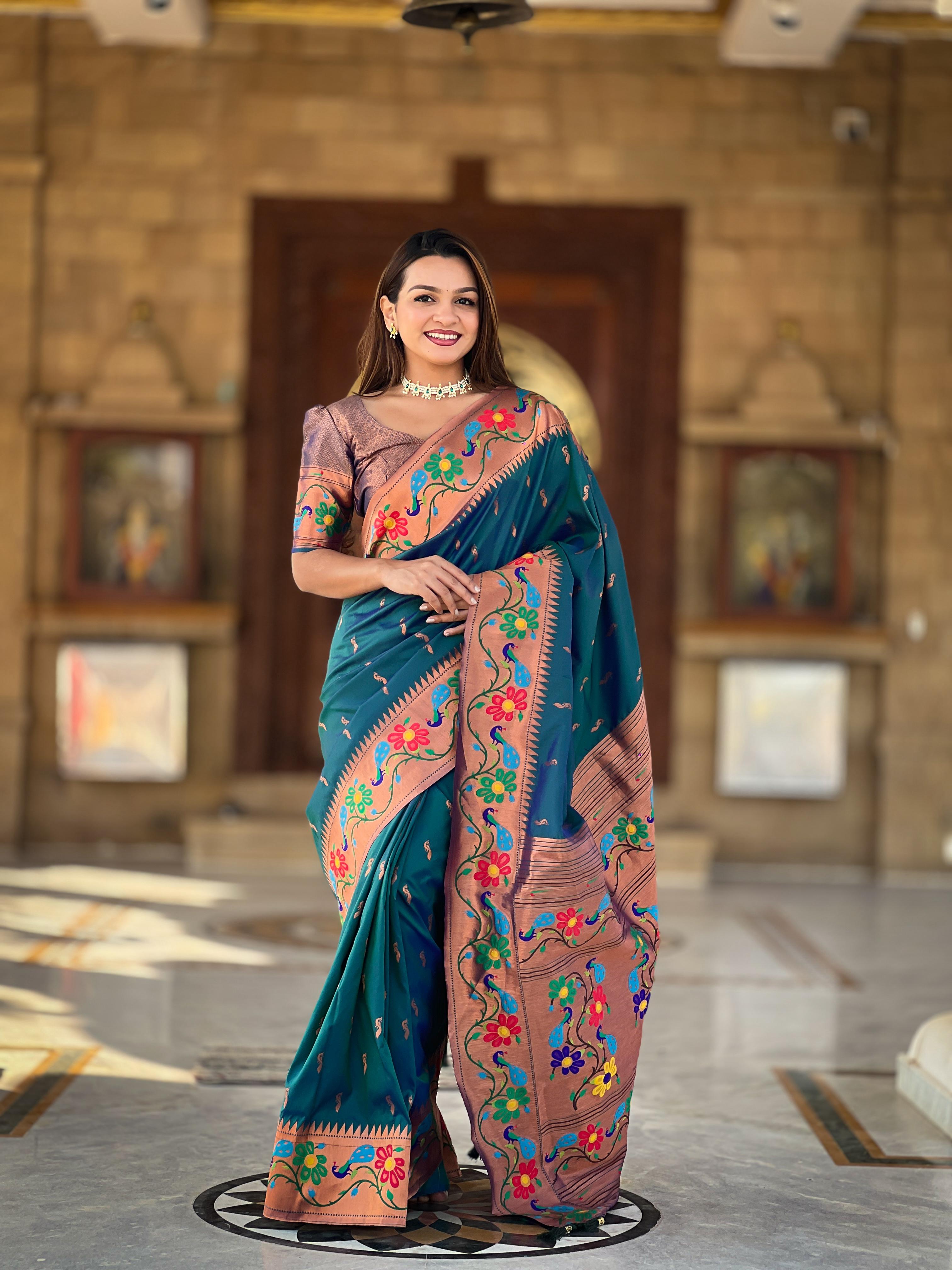 Majestic Floral Symphony Silk Saree