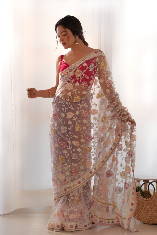 Whispering Blooms Net Embroidered