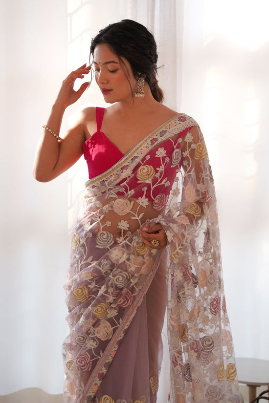 Whispering Blooms Net Embroidered