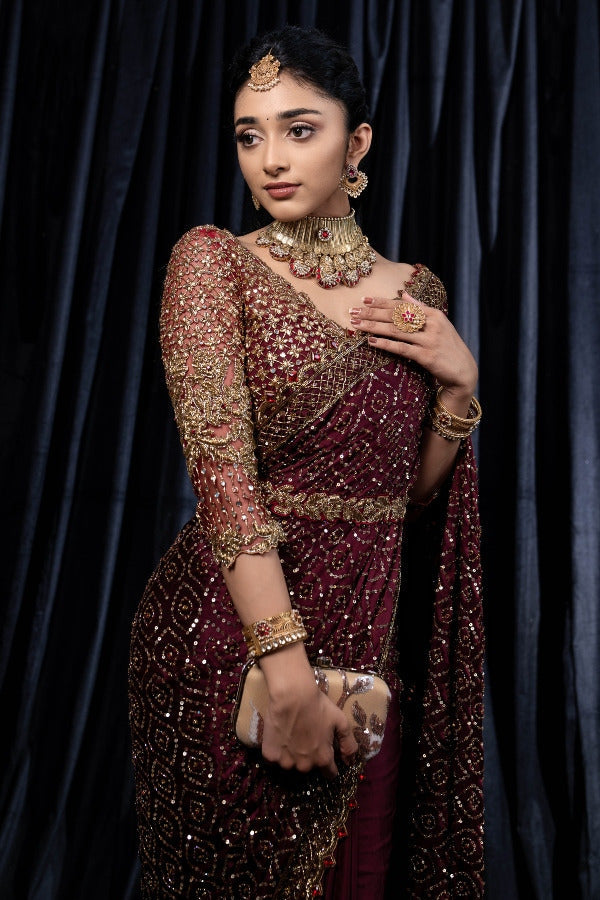 Eternal Grace Maroon Georgette Saree