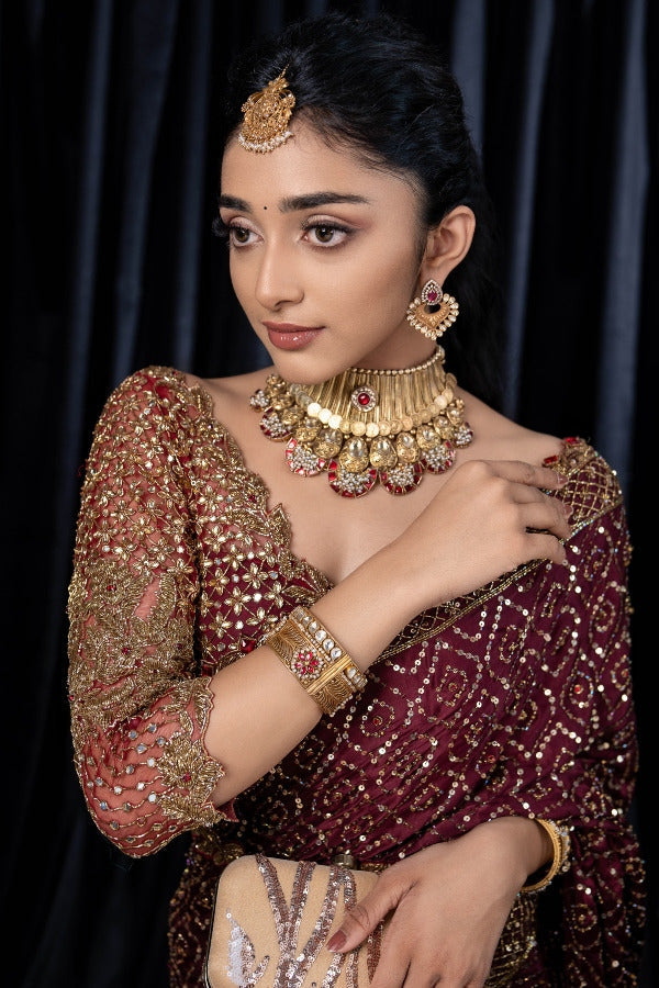 Eternal Grace Maroon Georgette Saree