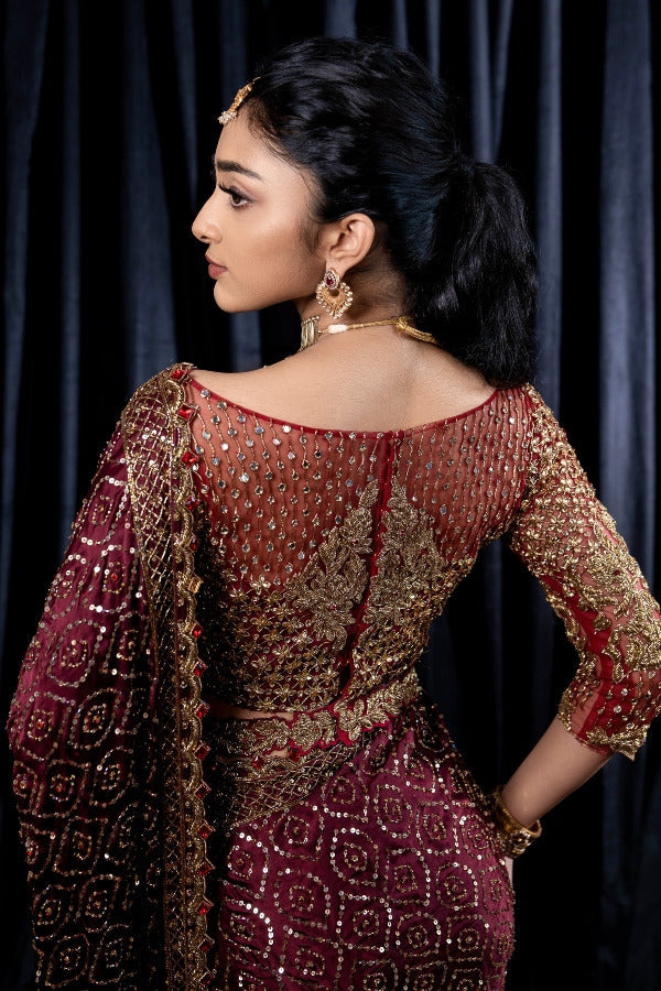 Eternal Grace Maroon Georgette Saree