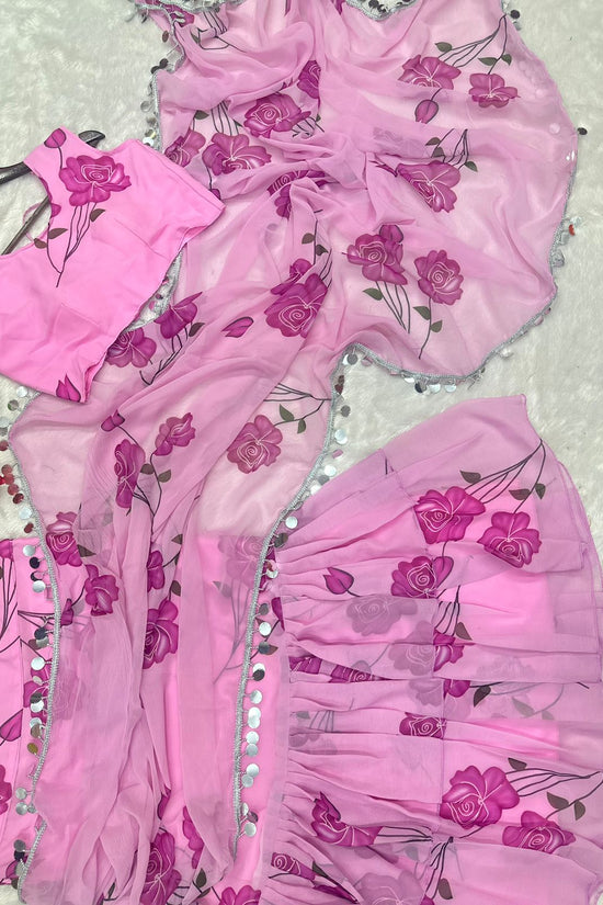 Petal Symphony In Printed Organza