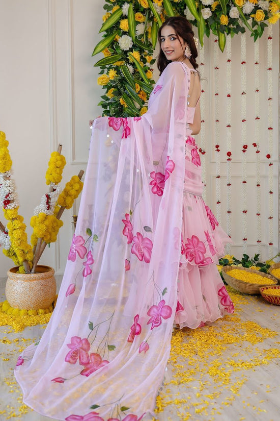 Petal Symphony In Printed Organza