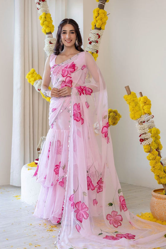 Petal Symphony In Printed Organza