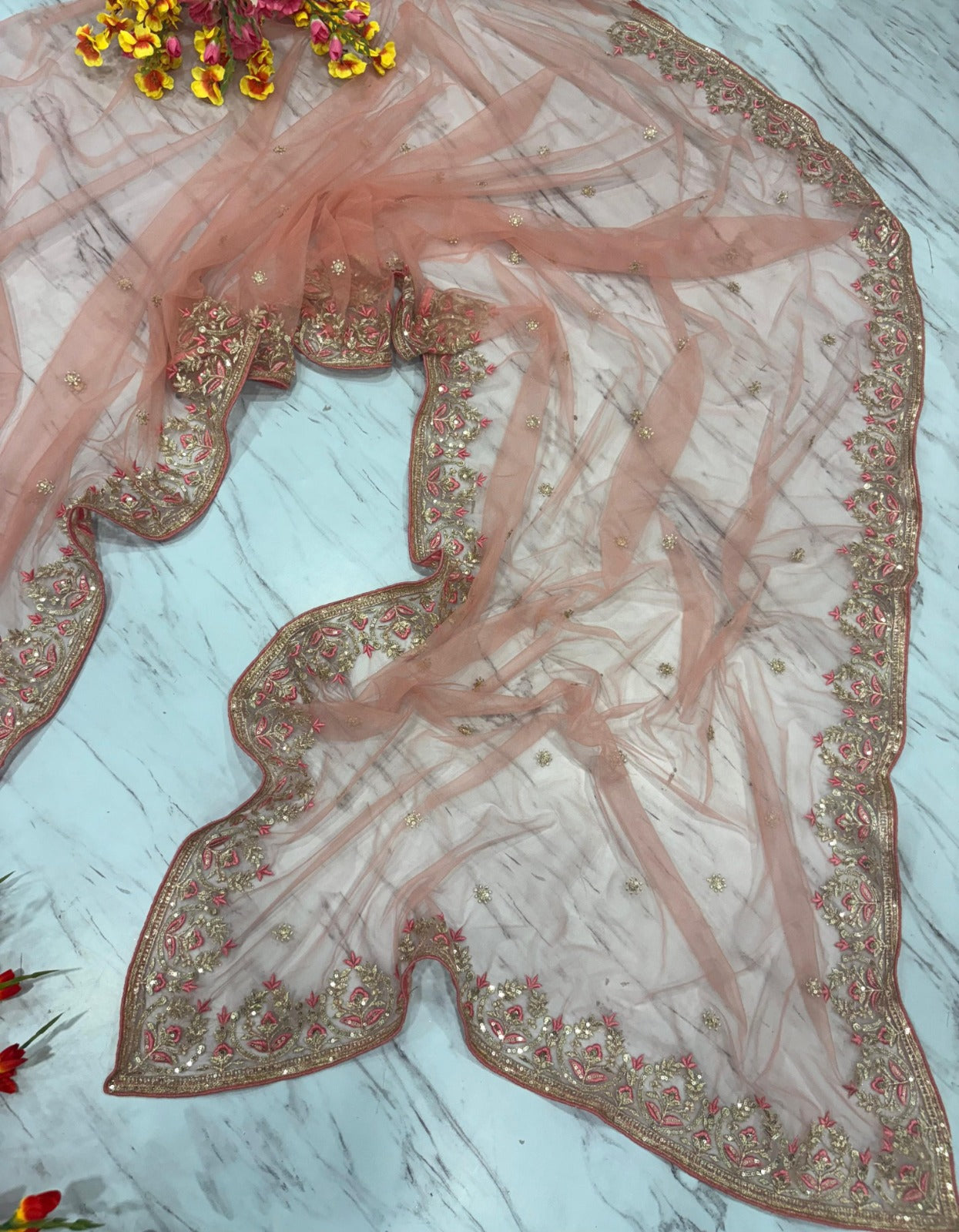 Ethereal Blush Sparkle Saree