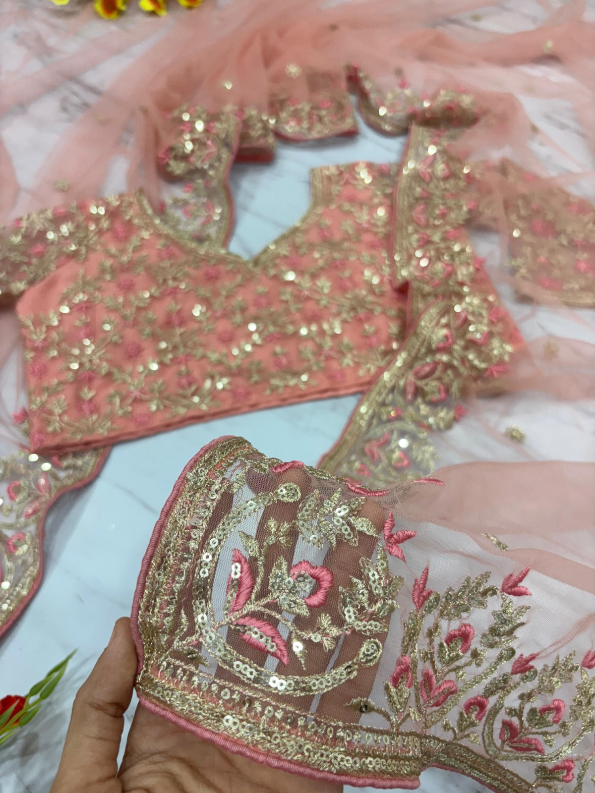 Ethereal Blush Sparkle Saree