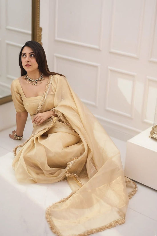 Golden Whisper Organza Saree