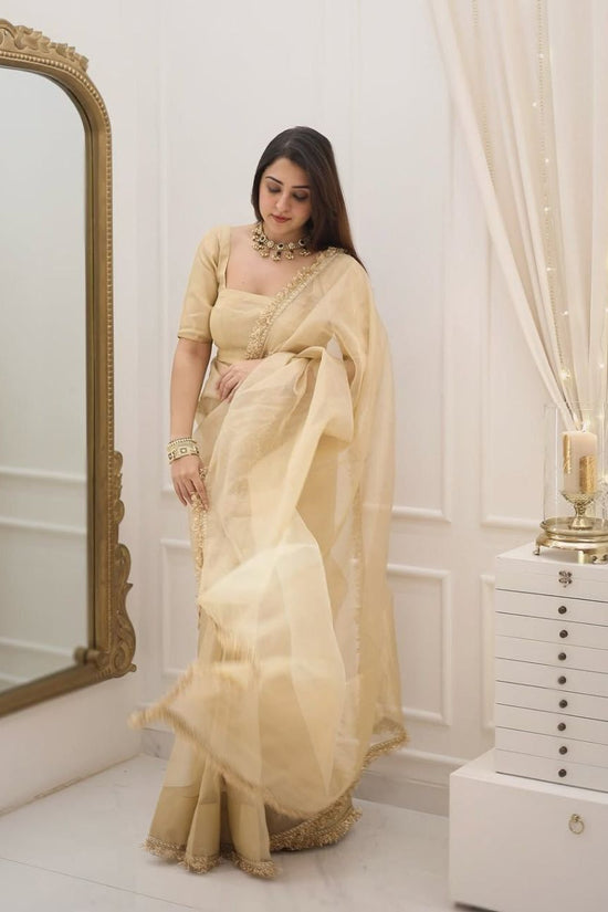Golden Whisper Organza Saree