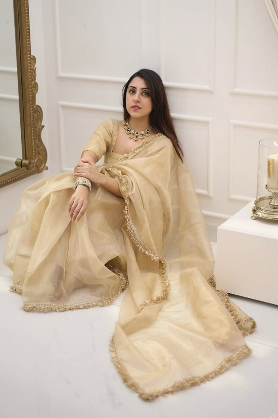 Golden Whisper Organza Saree