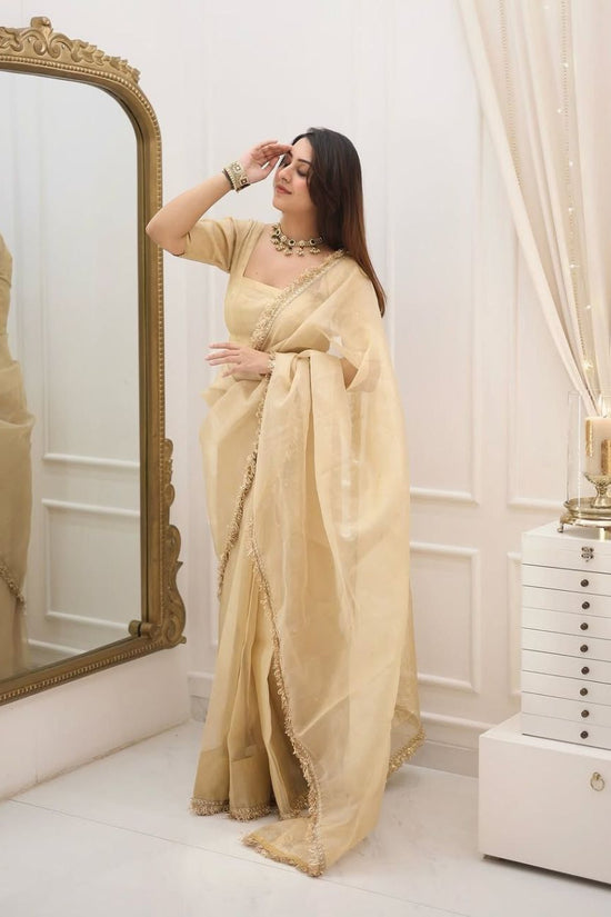 Golden Whisper Organza Saree