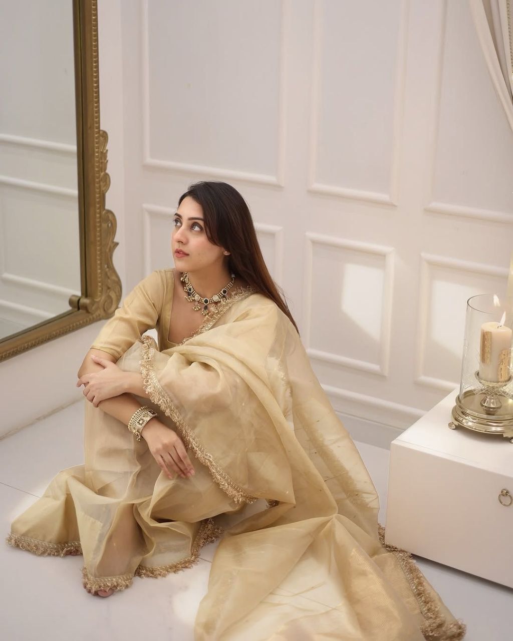 Golden Whisper Organza Saree