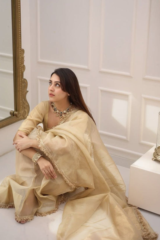 Golden Whisper Organza Saree