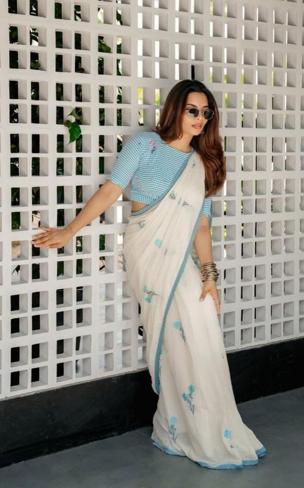 Ivory Lotus Dream Saree