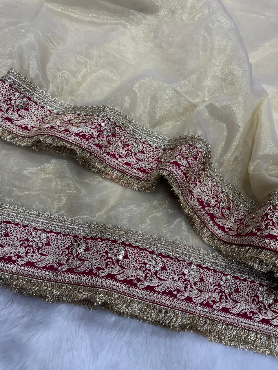 Crimson Majesty Net Saree