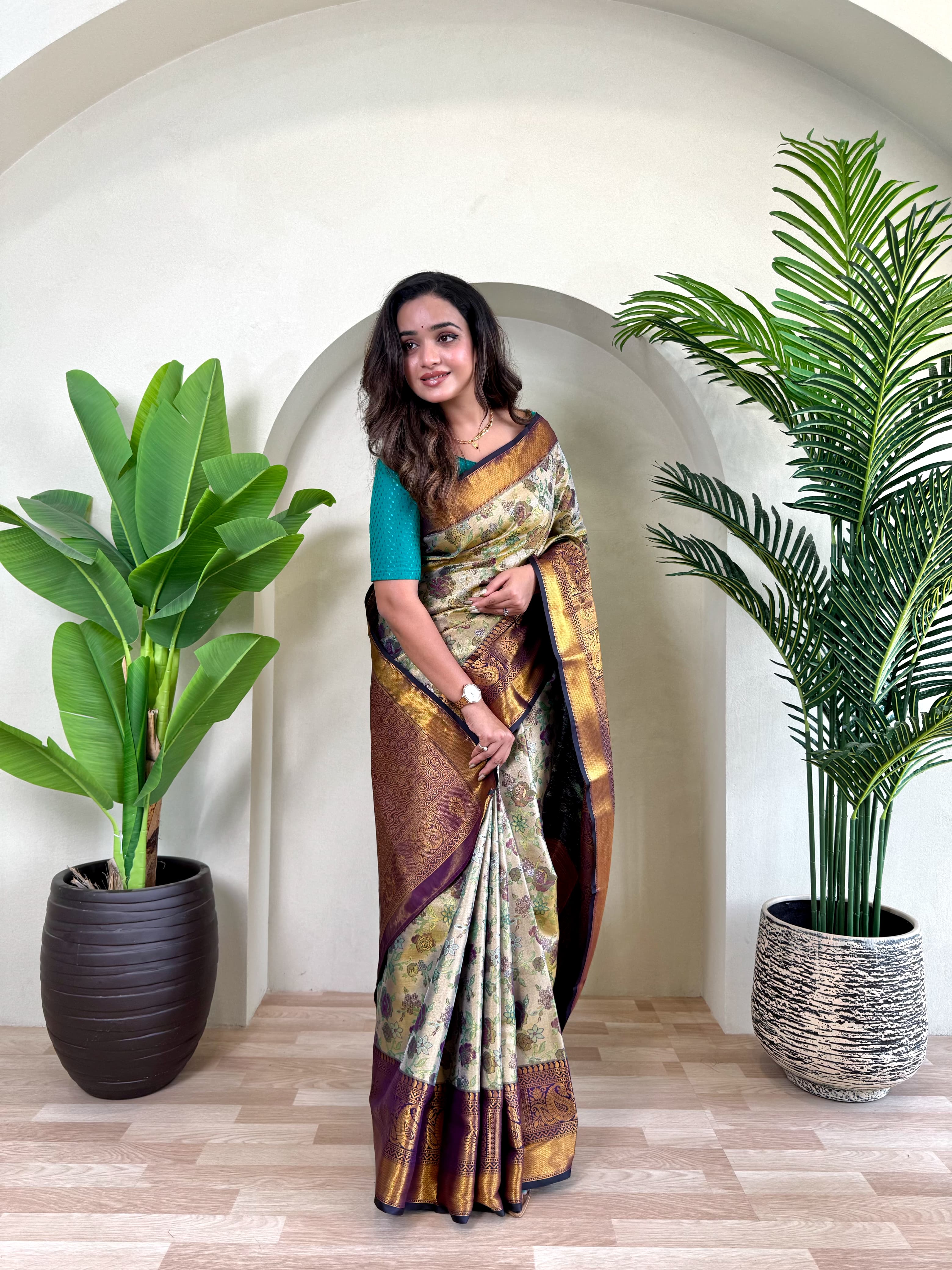Kanchipuram Vibrant Blossom Elegance