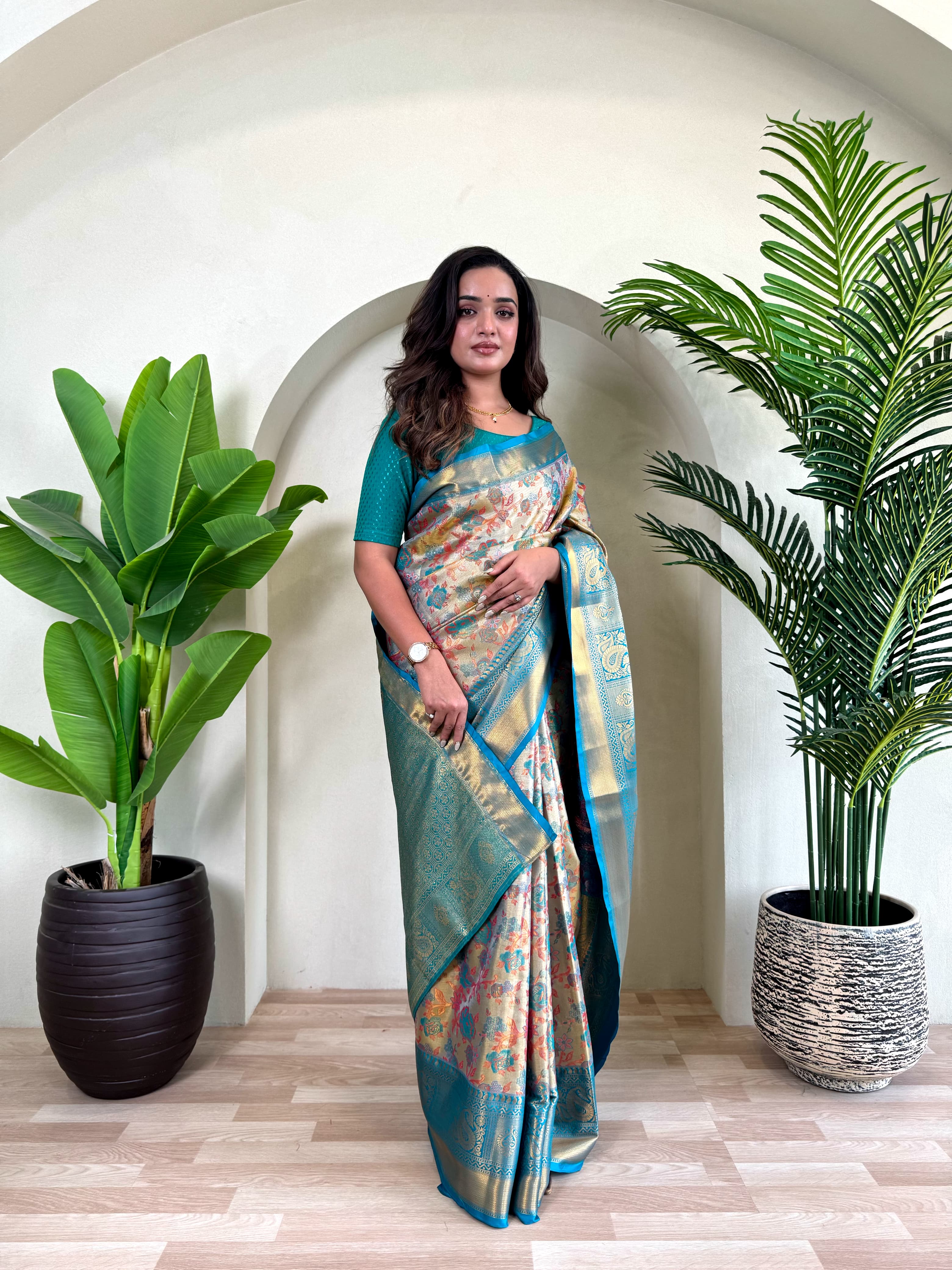 Kanchipuram Vibrant Blossom Elegance