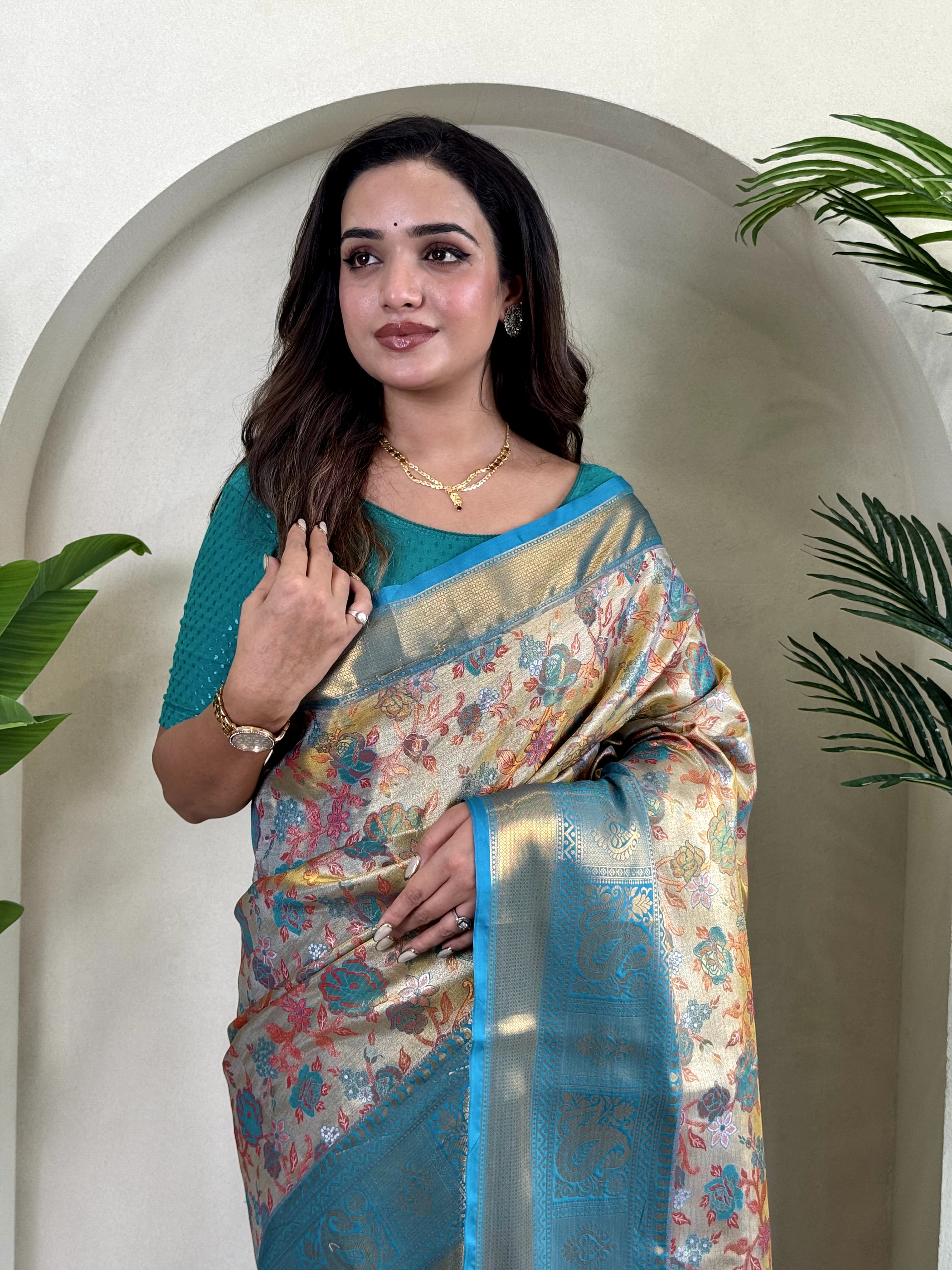 Kanchipuram Vibrant Blossom Elegance