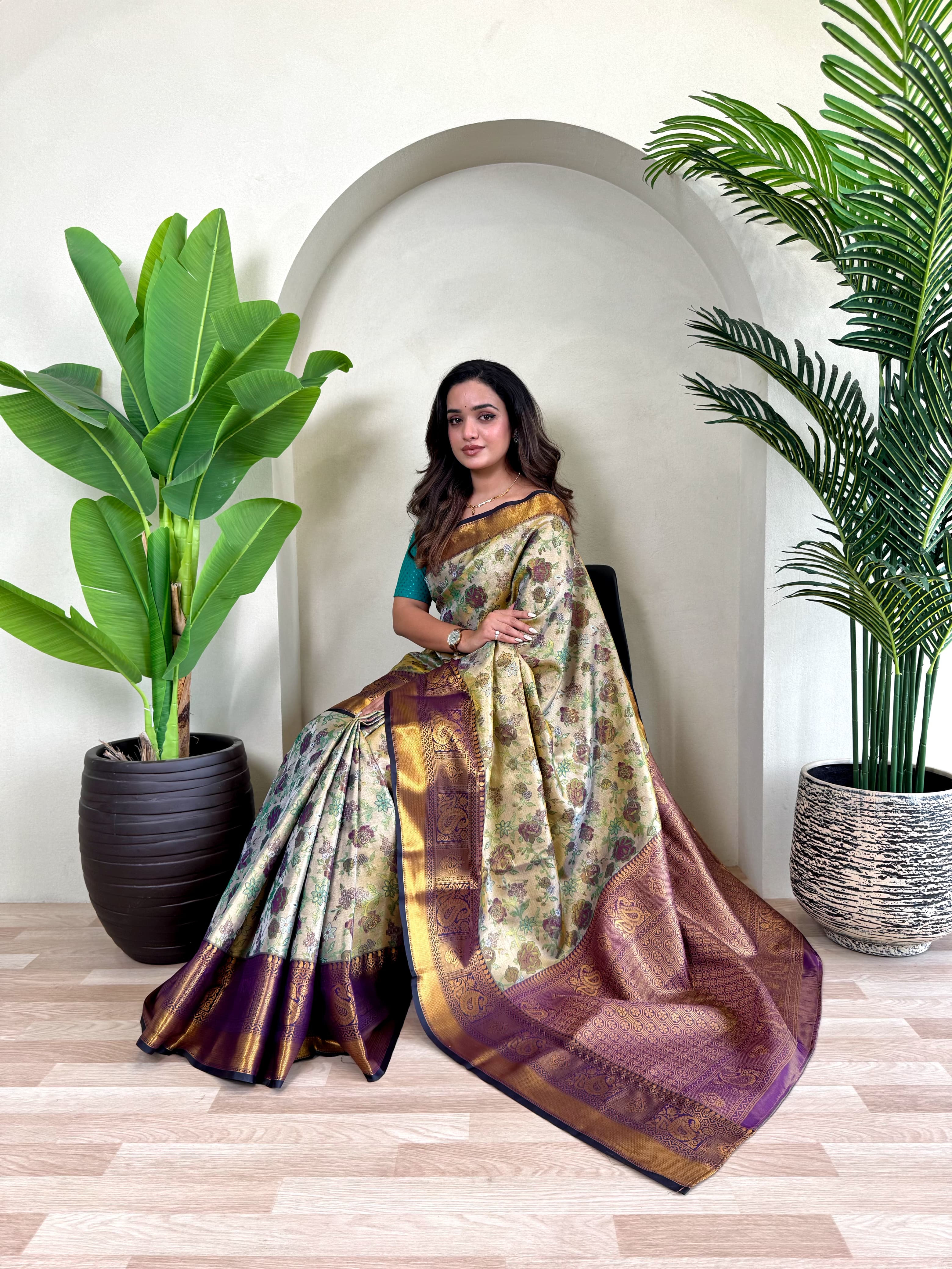 Kanchipuram Vibrant Blossom Elegance