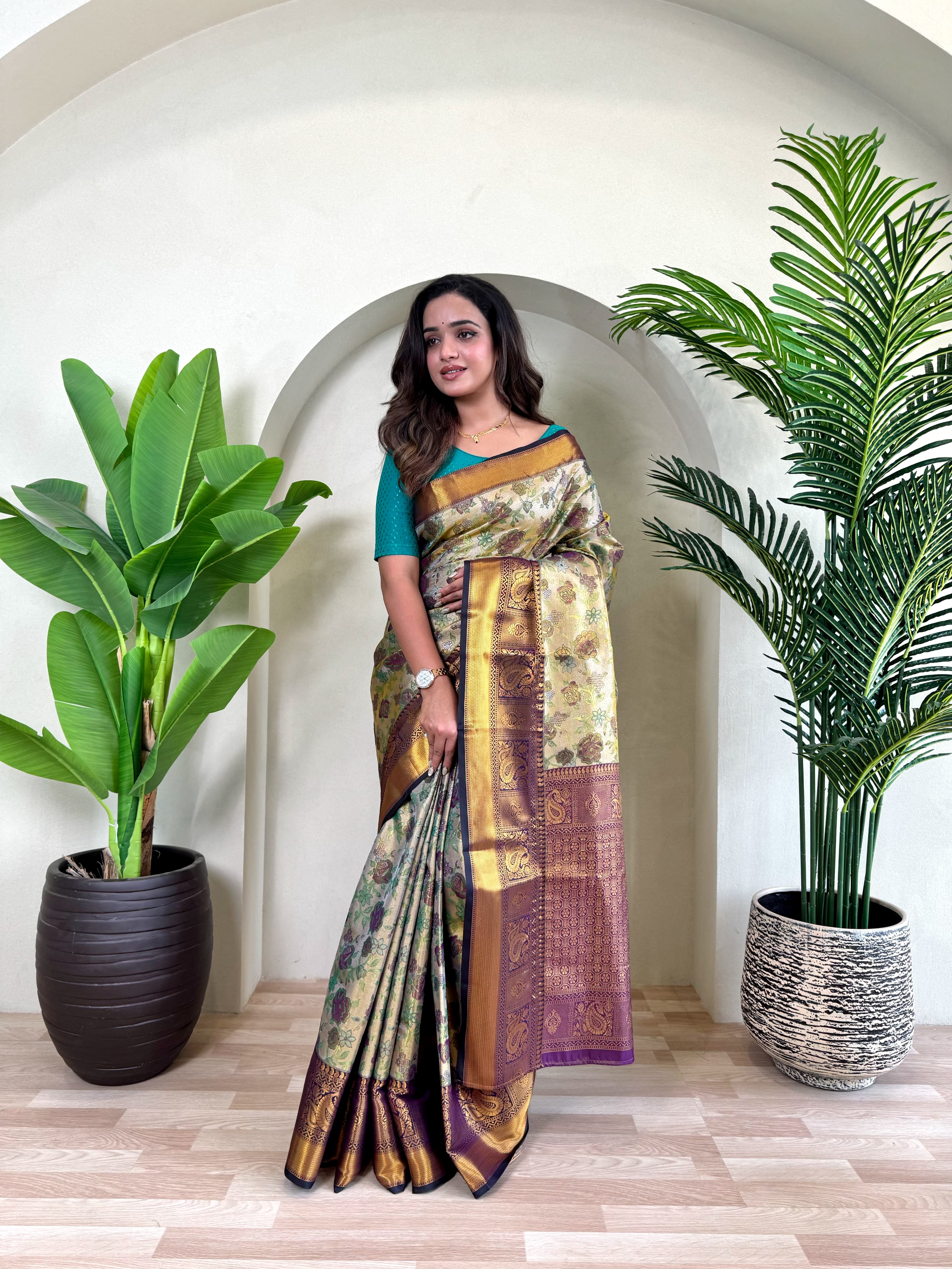 Kanchipuram Vibrant Blossom Elegance