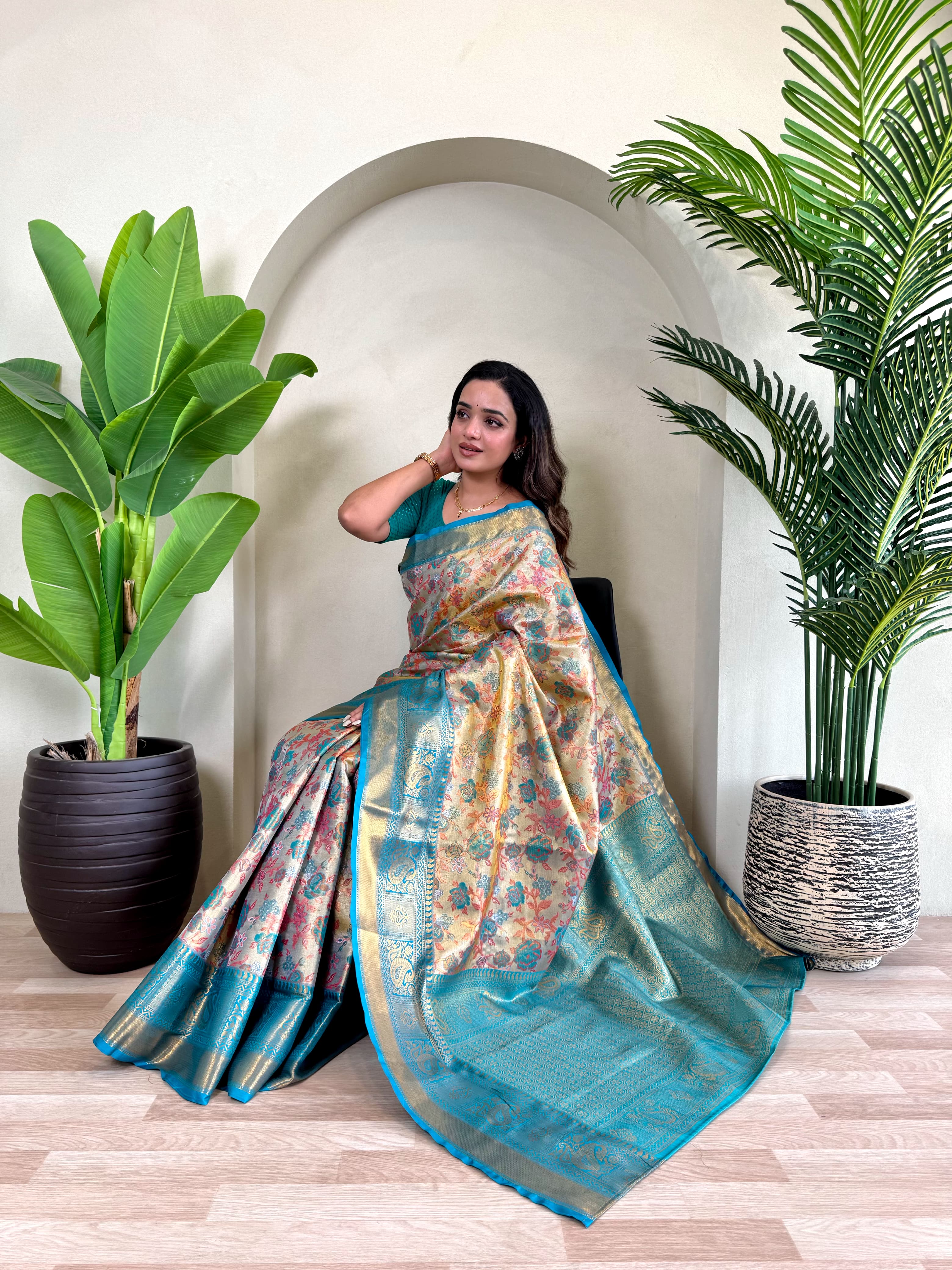 Kanchipuram Vibrant Blossom Elegance