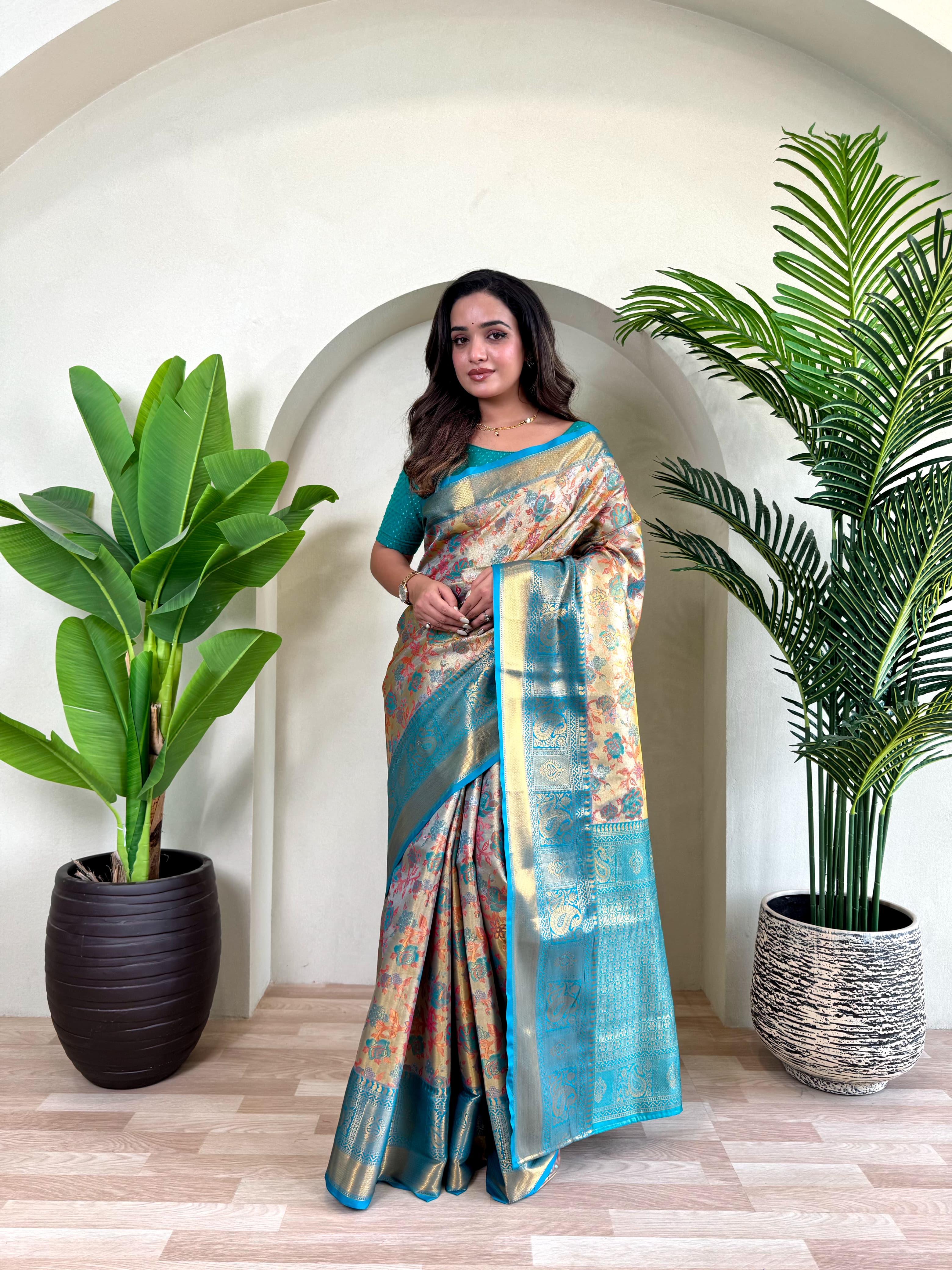 Kanchipuram Vibrant Blossom Elegance